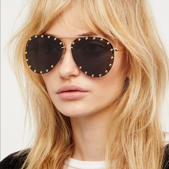 Free People Star Struck Studded Aviator Sunglasses